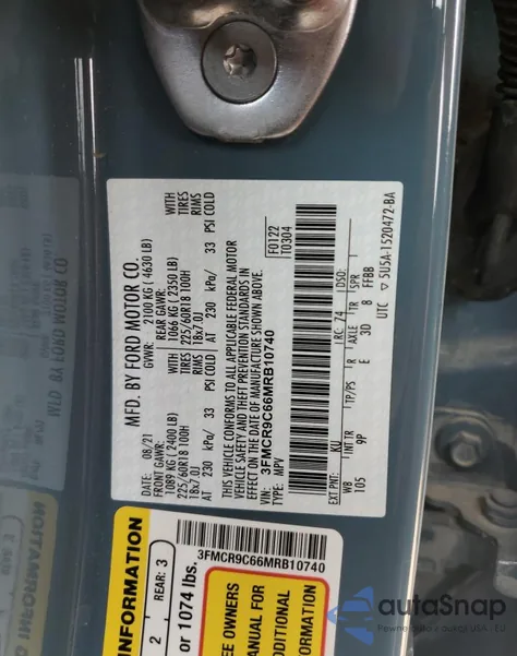 2021 Ford Bronco Sport Outer Banks из США, поврежденный, VIN 3FMCR9C66MRB10740